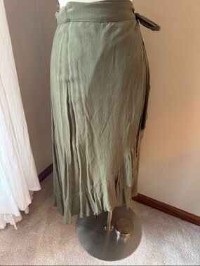 Petal & Pup Olive Green Wrap Midi Skirt